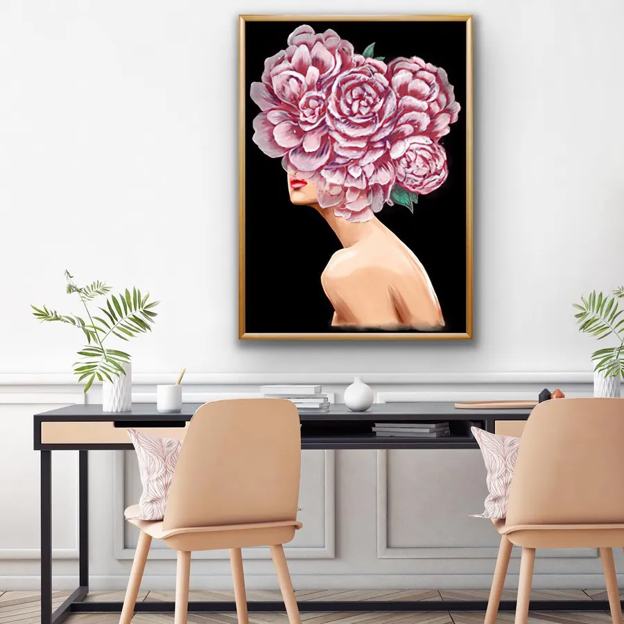 Elegante chica de flores — reproducción giclée Art Giclée AG-014
