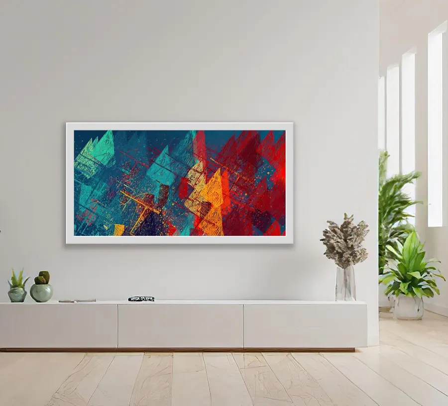 Abstracto con azules y rojos predominantes — reproducción giclée Art Giclée AG-041