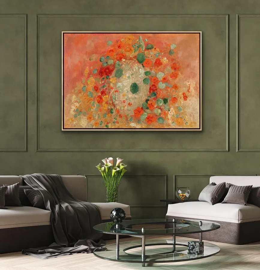 Capuchinas (Nasturtiums) 1905, por el famoso pintor francés Odilon Red — reproducción giclée Art Giclée AG-123